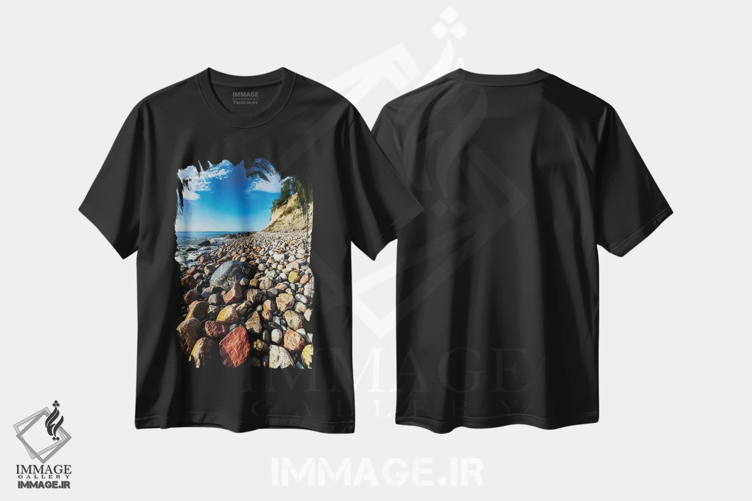 تیشرت مشکی طرح دار لهستان، دریای بالتیک XVIII، دکور ساحلی اثر میکولاج گوسپودرک | immage.ir