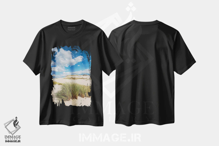 تیشرت مشکی طرح دار لهستان، دریای بالتیک، پارک ملی اسلوینسکی IV، دکور ساحلی اثر میکولاج گوسپودرک | فروشگاه ایماژ