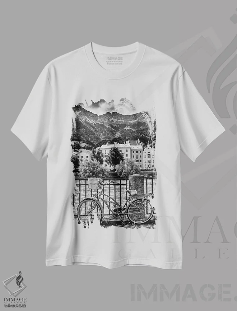 تیشرت سفید طرح دار اتریش، اینسبروک، عکاسی سیاه و سفید اثر میکولاج گوسپودرک | فروشگاه ایماژ