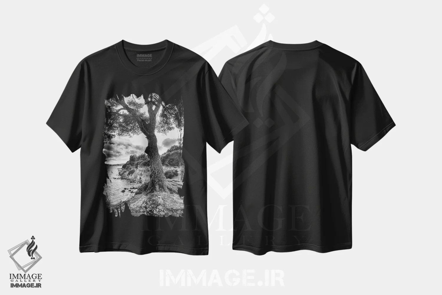 تیشرت مشکی طرح دار اسپانیا، مایورکا، عکاسی سیاه و سفید اثر میکولاج گوسپودرک | فروشگاه ایماژ