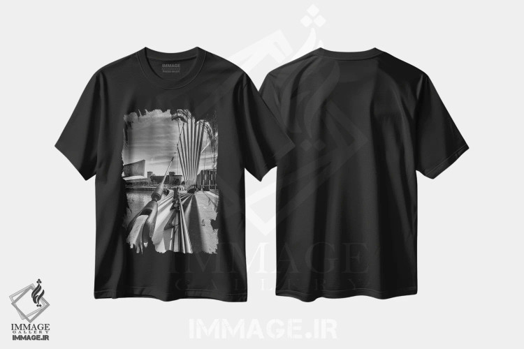 تیشرت مشکی طرح دار انگلستان، منچستر، مدیاسیتی یوکی، عکاسی سیاه و سفید اثر میکولاج گوسپودرک | فروشگاه ایماژ