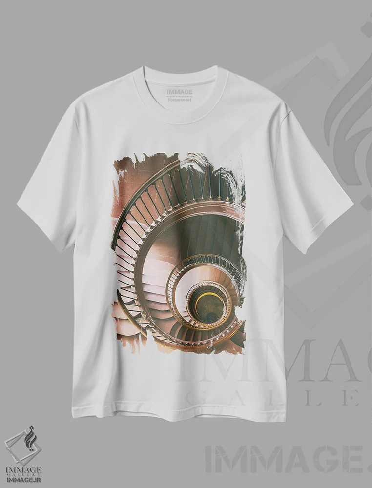 تیشرت سفید طرح دار پله ها، مدیوم اثر میکولاج گوسپودرک | فروشگاه ایماژ