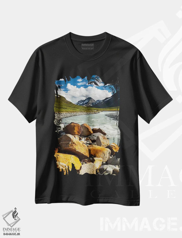 تیشرت مشکی طرح دار نروژ، یوتونهیمن، مدیوم اثر میکولاج گوسپودرک | فروشگاه ایماژ