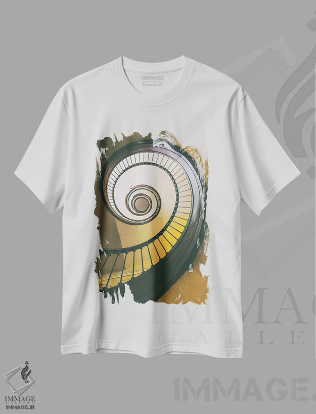 تیشرت سفید طرح دار پله ها، مدیوم اثر میکولاج گوسپودرک | فروشگاه ایماژ