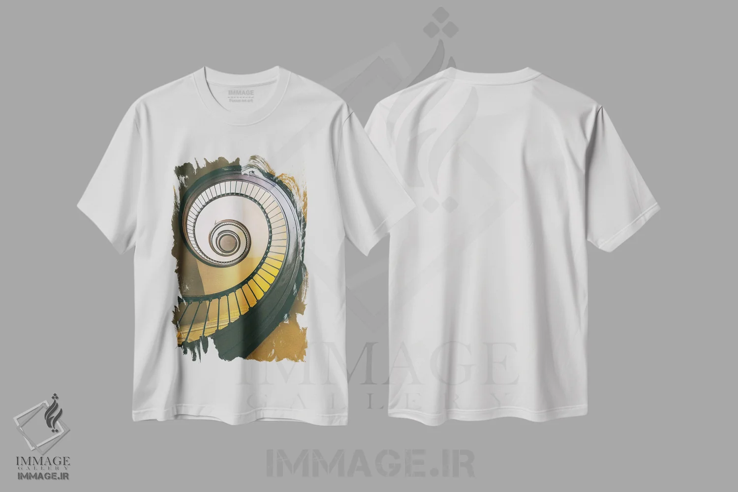 تیشرت سفید طرح دار پله ها، مدیوم اثر میکولاج گوسپودرک | فروشگاه ایماژ