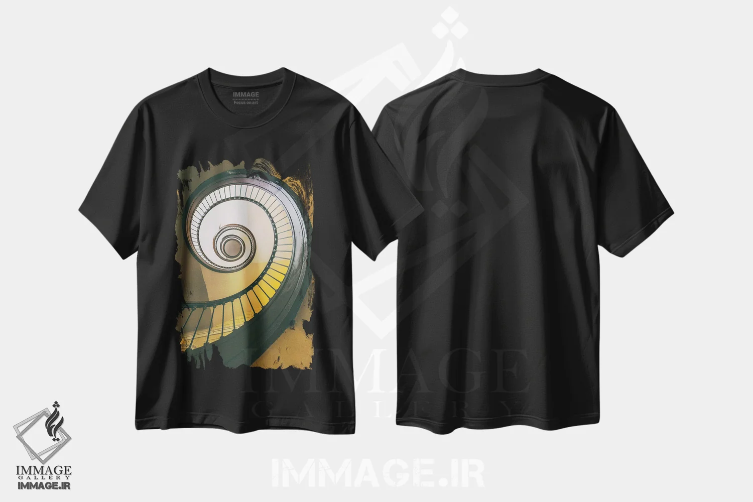 تیشرت مشکی طرح دار پله ها، مدیوم اثر میکولاج گوسپودرک | immage.ir