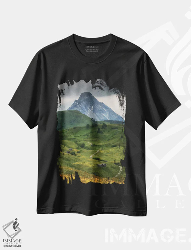 تیشرت مشکی طرح دار Alps In Austria,تیِرول، آلپ در اتریش، مدیوم اثر میکولاج گوسپودرک | فروشگاه ایماژ
