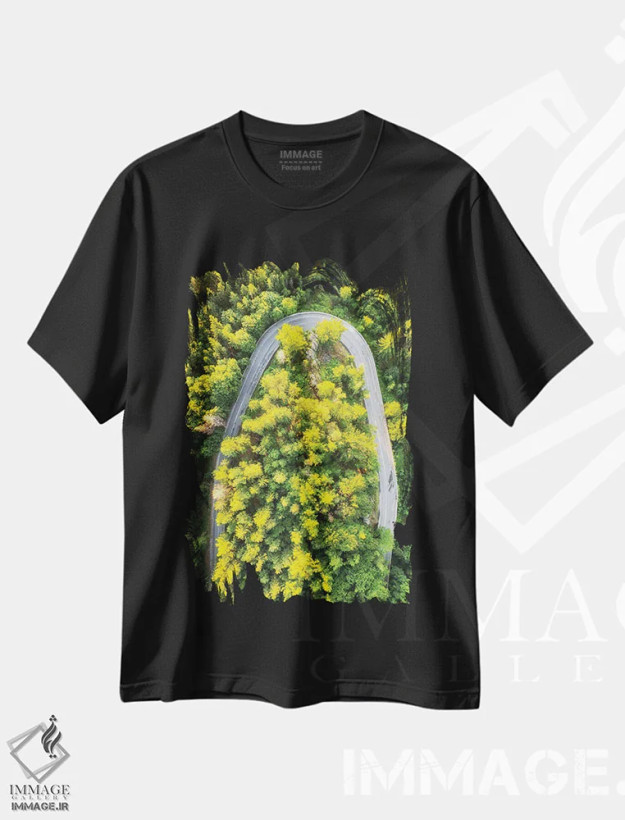 تیشرت مشکی طرح دار جاده جادویی، عکاسی هوایی اثر میکولاج گوسپودرک | فروشگاه ایماژ