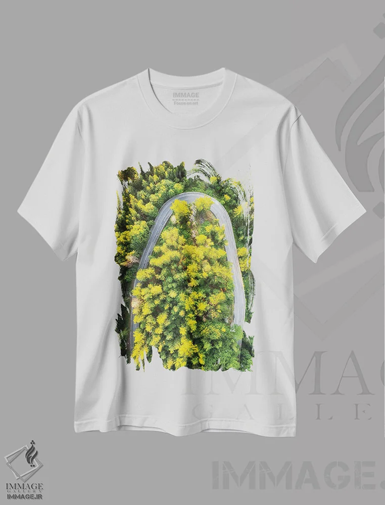 تیشرت سفید طرح دار جاده جادویی، عکاسی هوایی اثر میکولاج گوسپودرک | immage.ir
