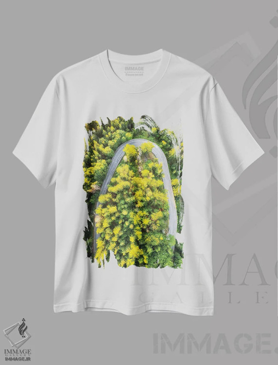 تیشرت سفید طرح دار جاده جادویی، عکاسی هوایی اثر میکولاج گوسپودرک | immage.ir