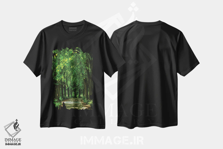 تیشرت مشکی طرح دار جاده مجین، مدیوم اثر میکولاج گوسپودرک | فروشگاه ایماژ
