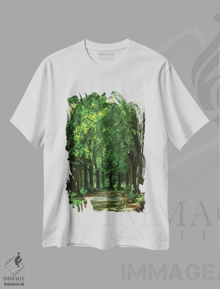 تیشرت سفید طرح دار جاده مجین، مدیوم اثر میکولاج گوسپودرک | immage.ir