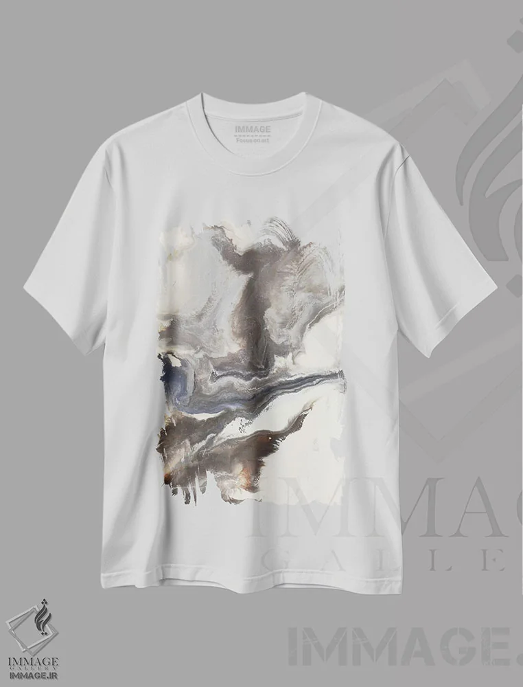 تیشرت سفید طرح دار هیروندل، آبستره اثر کوری لاوِل | فروشگاه ایماژ