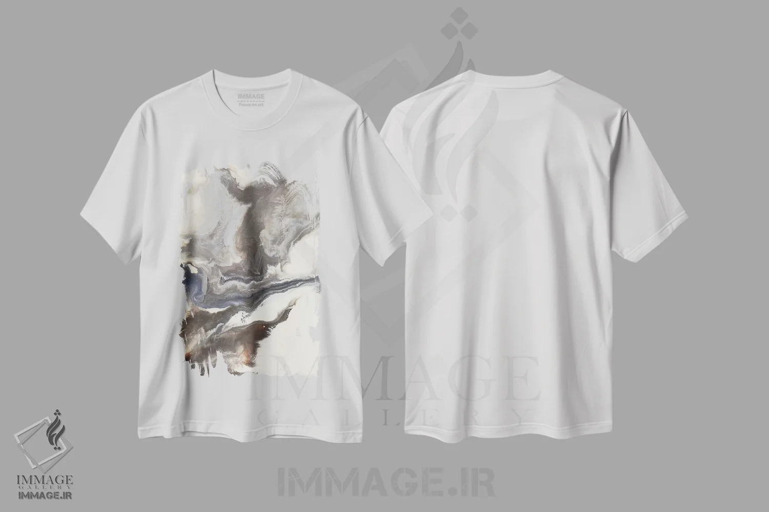 تیشرت سفید طرح دار هیروندل، آبستره اثر کوری لاوِل | فروشگاه ایماژ