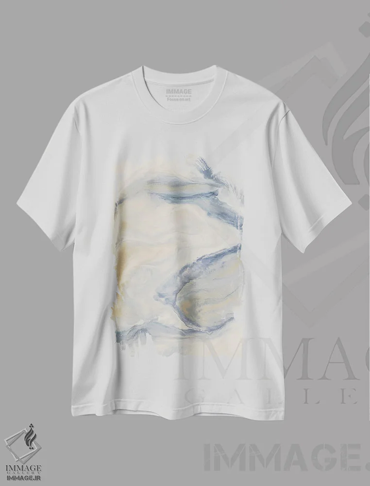 تیشرت سفید طرح دار بی نام آبی خنثی اثر کوری لاوِل | immage.ir