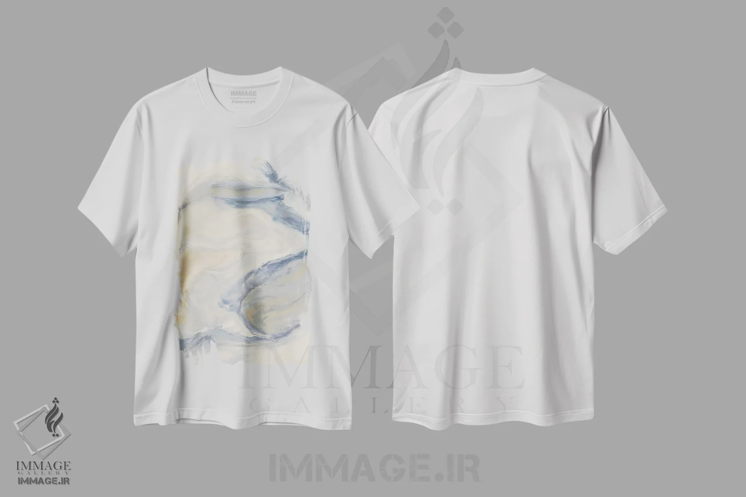 تیشرت سفید طرح دار بی نام آبی خنثی اثر کوری لاوِل | immage.ir