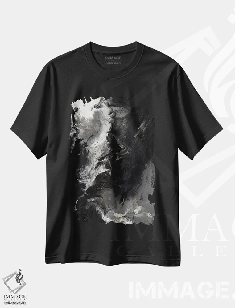 تیشرت مشکی طرح دار تغییرات، آبستره اثر کوری لاوِل | فروشگاه ایماژ