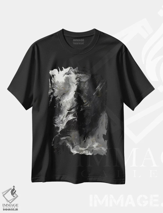 تیشرت مشکی طرح دار تغییرات، آبستره اثر کوری لاوِل | فروشگاه ایماژ