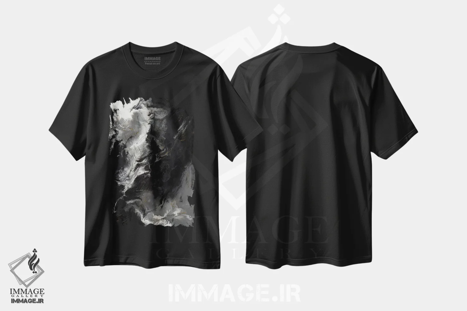 تیشرت مشکی طرح دار تغییرات، آبستره اثر کوری لاوِل | فروشگاه ایماژ