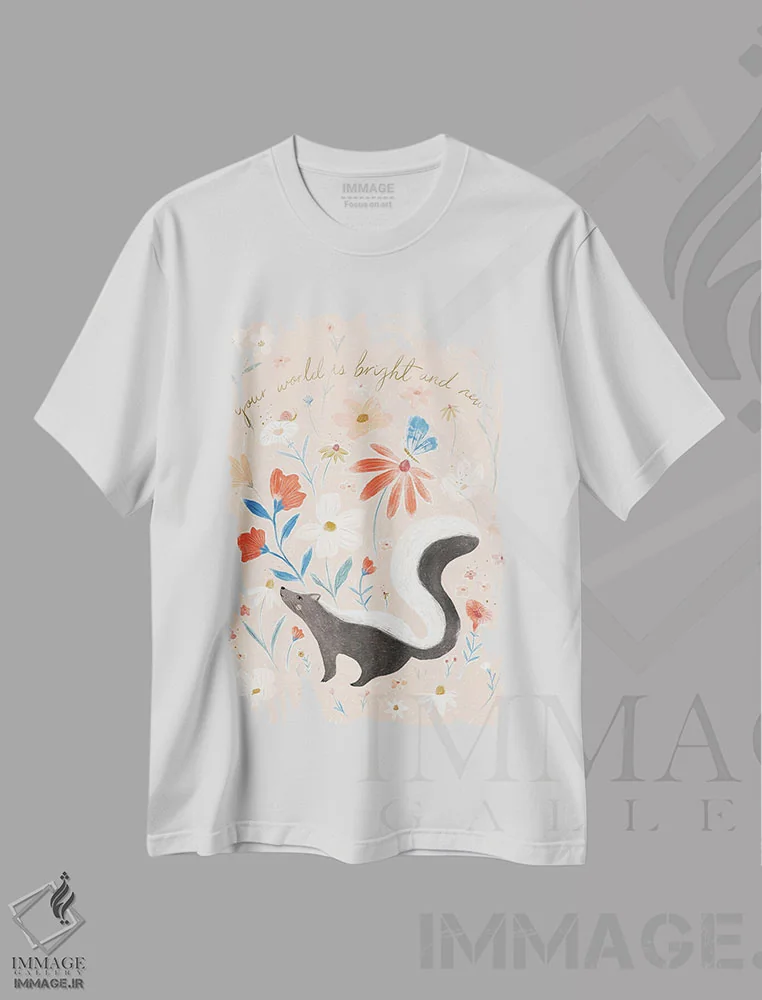 تیشرت سفید طرح دار کارت روشن و نو، دکور معاصر اثر جیل لابینیک | فروشگاه ایماژ