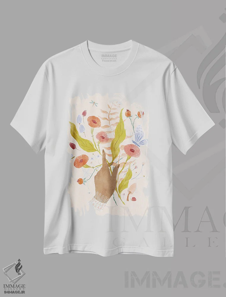 تیشرت سفید طرح دار دسته گل طبیعت، هنر آمریکایی آفریقایی تبار اثر جیل لابینیک | immage.ir