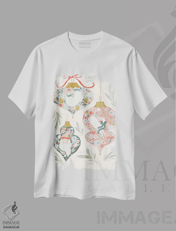 تیشرت سفید طرح دار تزئینات رنگارنگ، دکور معاصر اثر جیل لابینیک | فروشگاه ایماژ