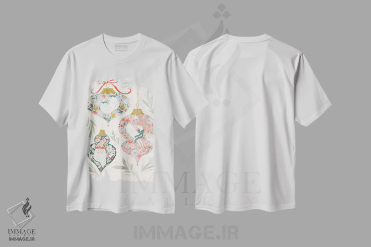 تیشرت سفید طرح دار تزئینات رنگارنگ، دکور معاصر اثر جیل لابینیک | فروشگاه ایماژ