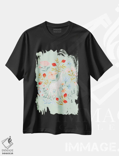 تیشرت مشکی طرح دار زرافه، دکور معاصر اثر جیل لابینیک | فروشگاه ایماژ