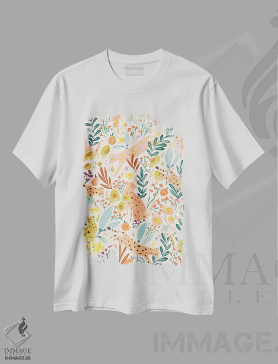 تیشرت سفید طرح دار خیال روزانه سبز، دکور بوهمی اثر جیل لابینیک | فروشگاه ایماژ