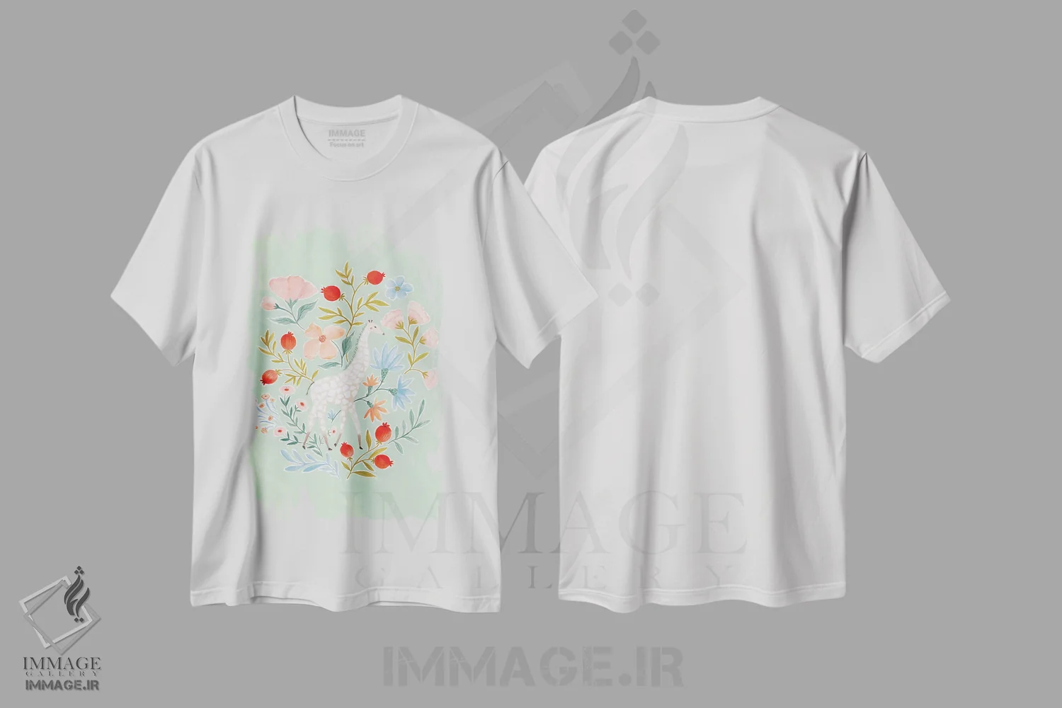 تیشرت سفید طرح دار زرافه، دکور معاصر اثر جیل لابینیک | immage.ir