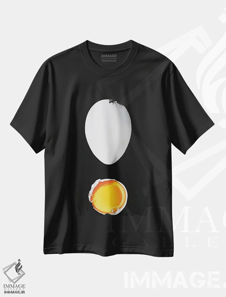 تیشرت مشکی طرح دار دنبالم کن، هنر فاخر معاصر اثر لوسیا برگامینی | فروشگاه ایماژ