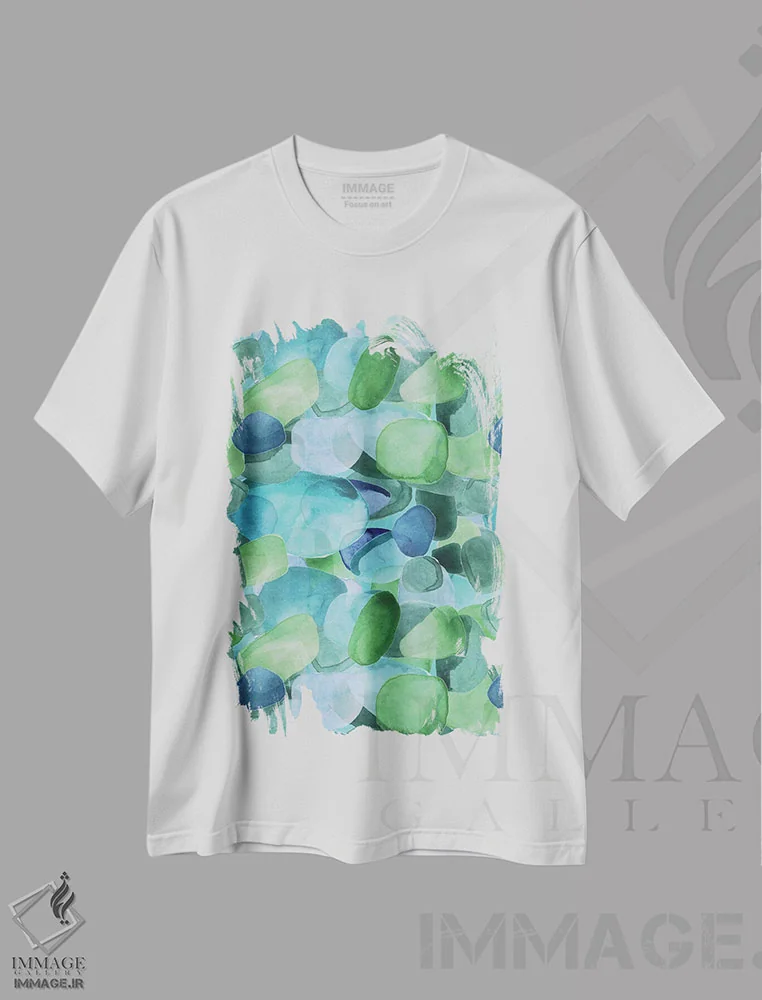 تیشرت سفید طرح دار ساحل شیشه دریایی I اثر لیندا برتل | فروشگاه ایماژ