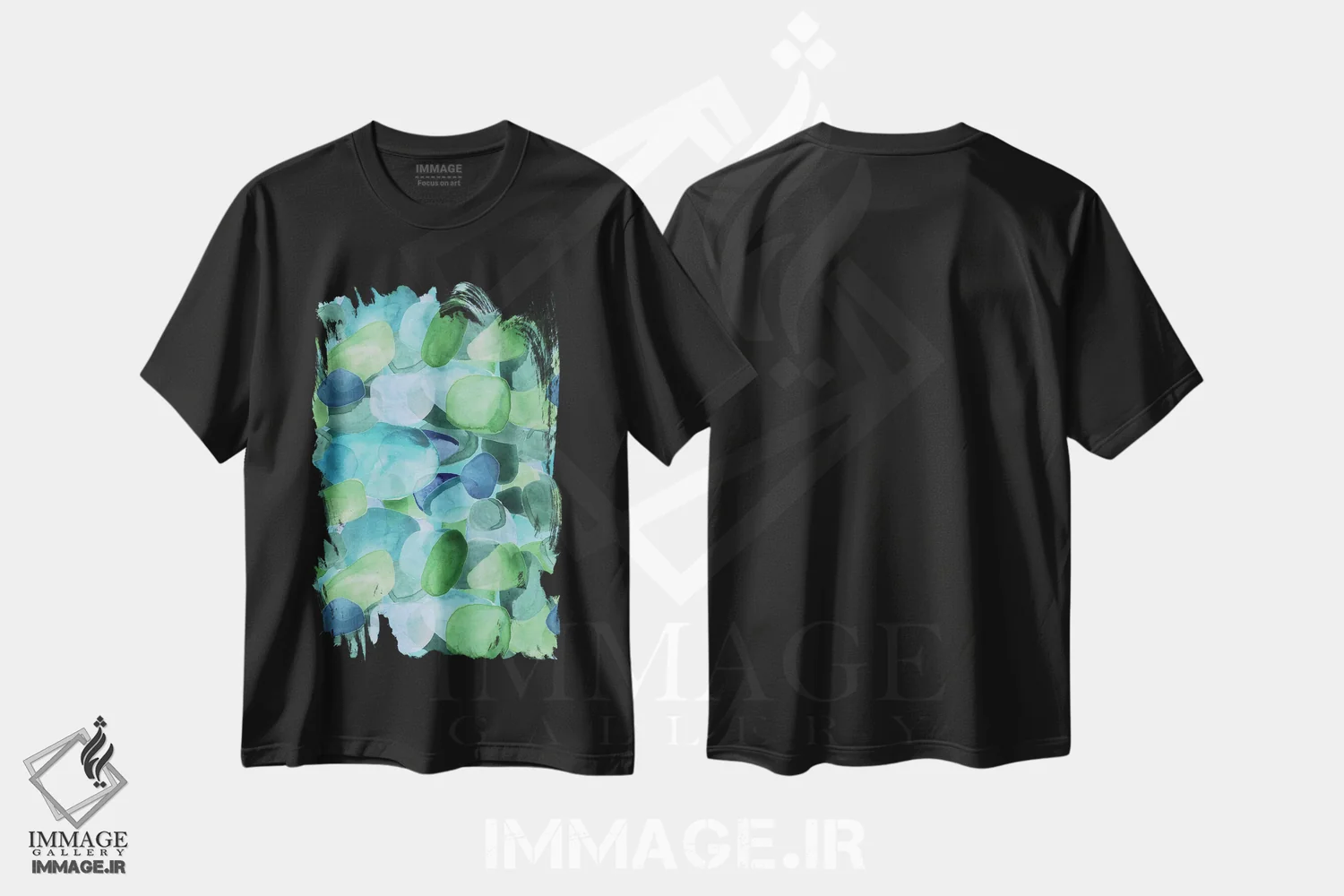 تیشرت مشکی طرح دار ساحل شیشه دریایی I اثر لیندا برتل | immage.ir