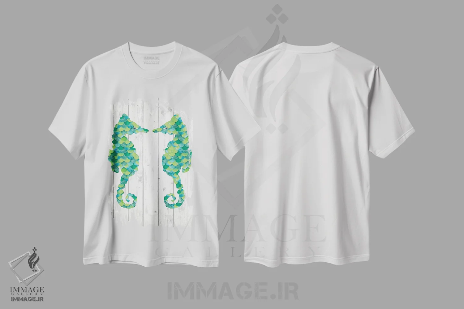 تیشرت سفید طرح دار ساحل شیشه دریایی II، دکور ساحلی اثر لیندا برتل | immage.ir