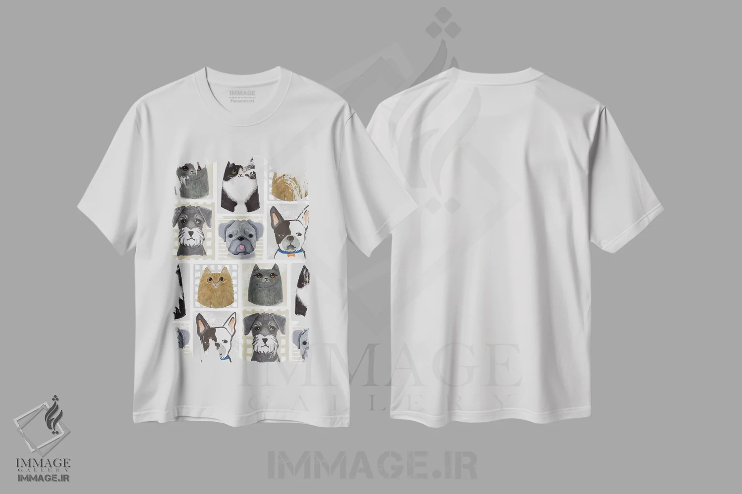 تیشرت سفید طرح دار گربه ها و سگ ها، تزئینی اثر لیندا برتل | immage.ir