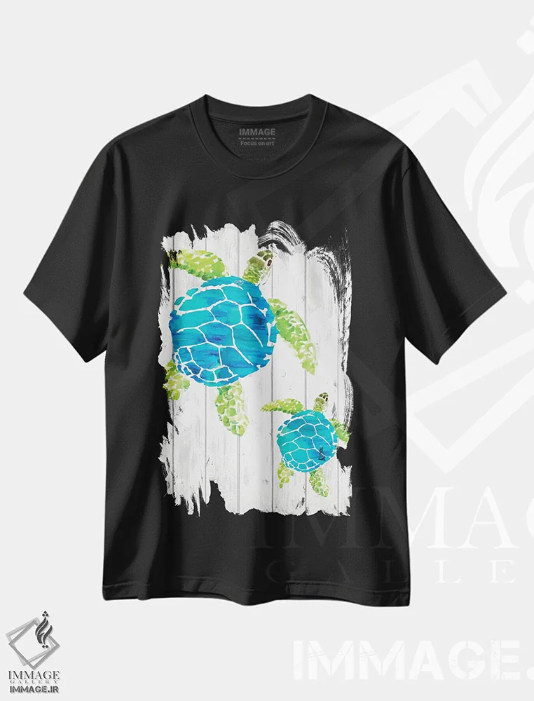 تیشرت مشکی طرح دار ساحل شیشه دریایی III، دکور ساحلی اثر لیندا برتل | immage.ir