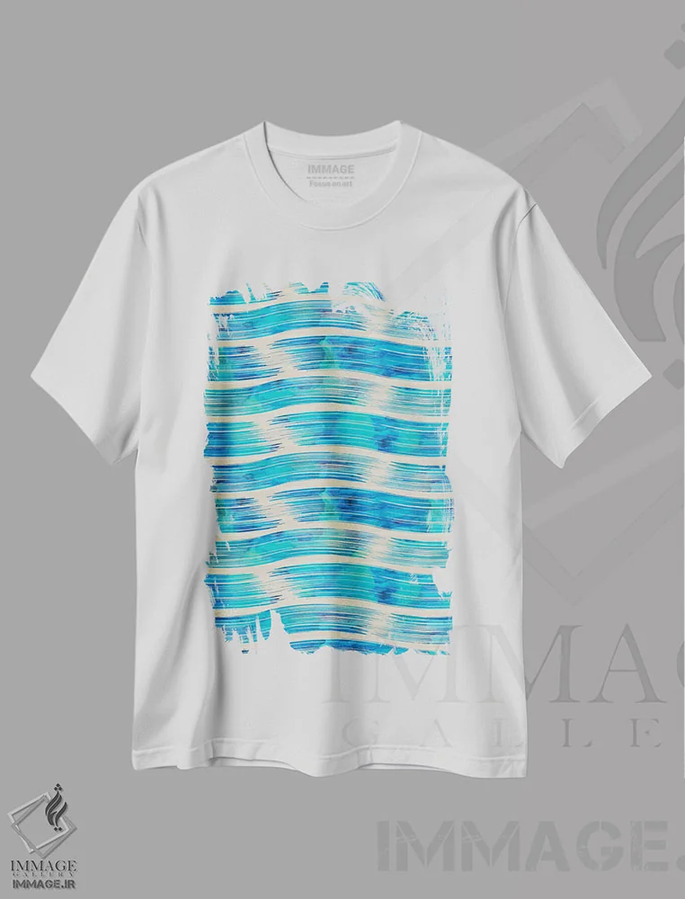 تیشرت سفید طرح دار موج دار اثر لیندا برتل | immage.ir