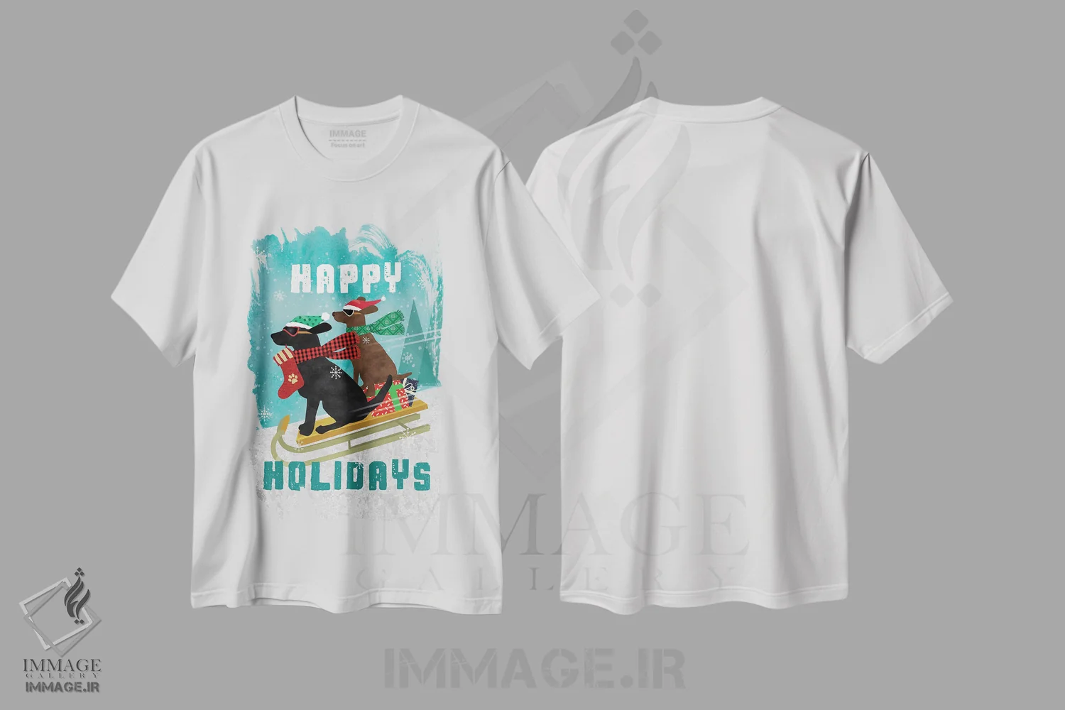 تیشرت سفید طرح دار تعطیلات خوش، حیوانات کریسمسی اثر لیندا برتل | immage.ir