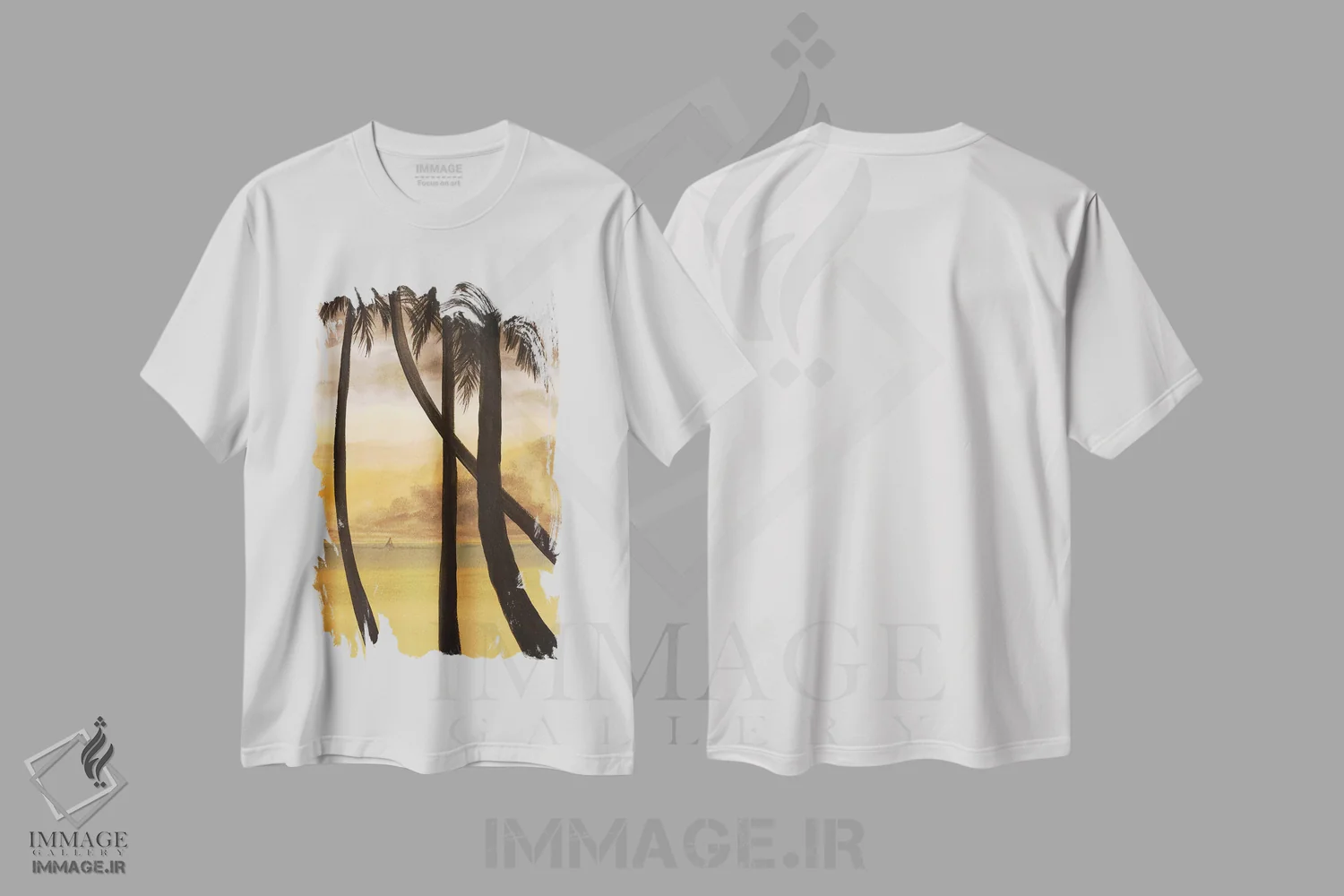 تیشرت سفید طرح دار نزدیک شدن به افق I، دکور ساحلی اثر لیندا بالیکو | فروشگاه ایماژ