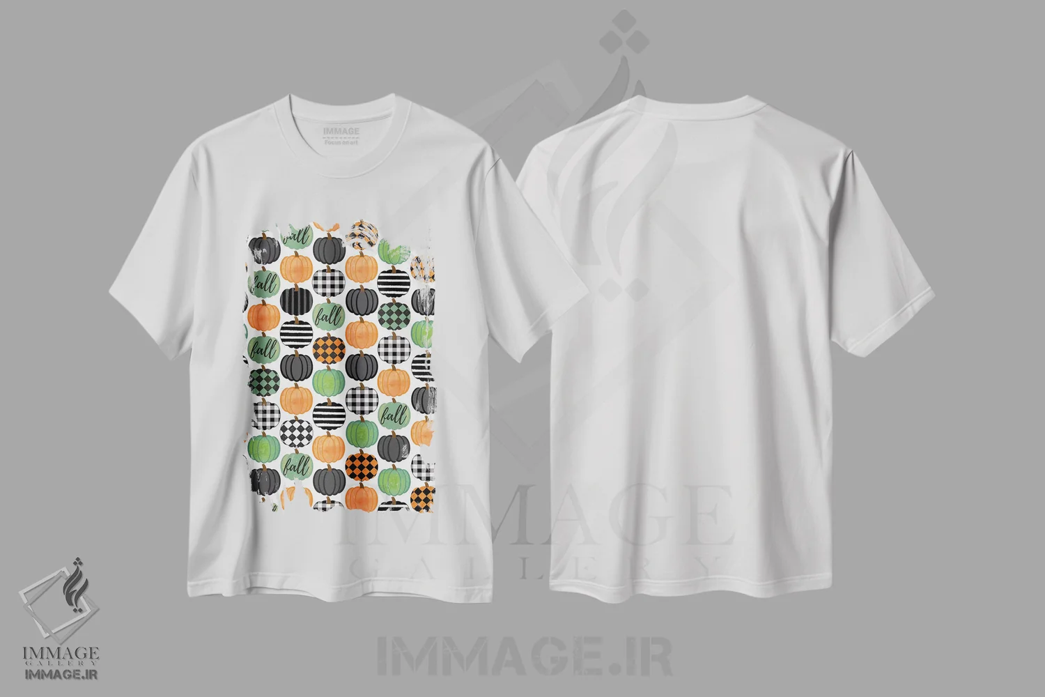 تیشرت سفید طرح دار گردآوری برداشت پاییزی III، آبستره اثر لیندا برتل | immage.ir