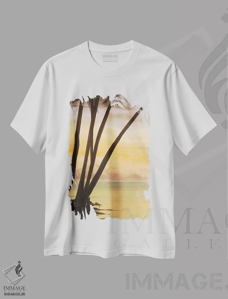 تیشرت سفید طرح دار نزدیک شدن به افق II، دکور ساحلی اثر لیندا بالیکو | immage.ir