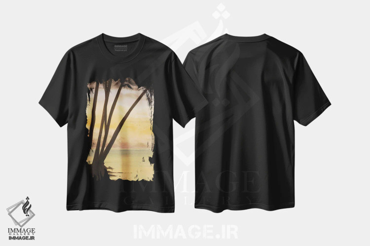 تیشرت مشکی طرح دار نزدیک شدن به افق II، دکور ساحلی اثر لیندا بالیکو | فروشگاه ایماژ