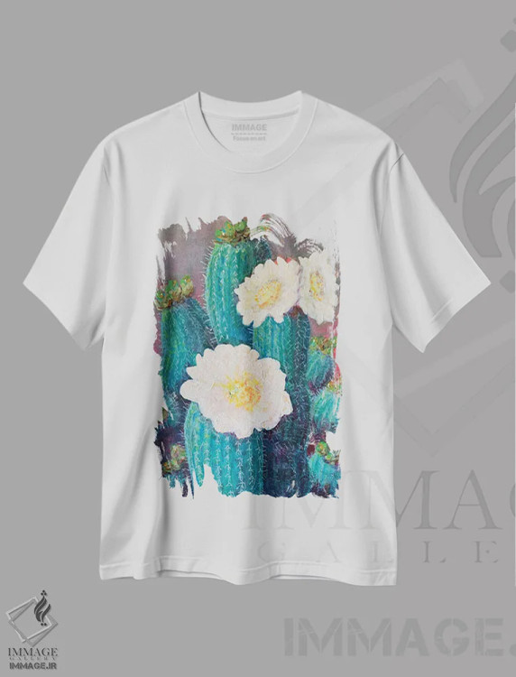 تیشرت سفید طرح دار کاپریانا، هنر فاخر معاصر اثر لیزا باترز | فروشگاه ایماژ