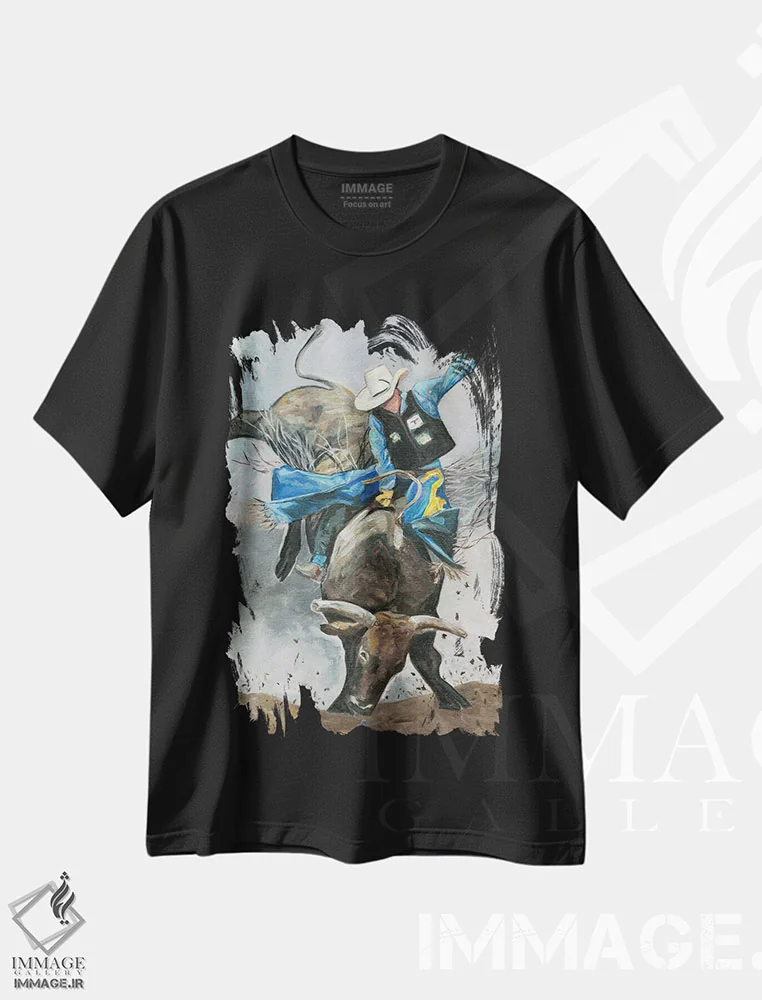 تیشرت مشکی طرح دار آسمان ۹۰۱، هنر فاخر معاصر اثر لیزا باترز | فروشگاه ایماژ