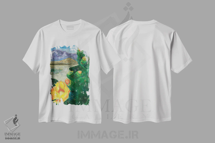 تیشرت سفید طرح دار گلابی خاردار، هنر فاخر معاصر اثر لیزا باترز | immage.ir