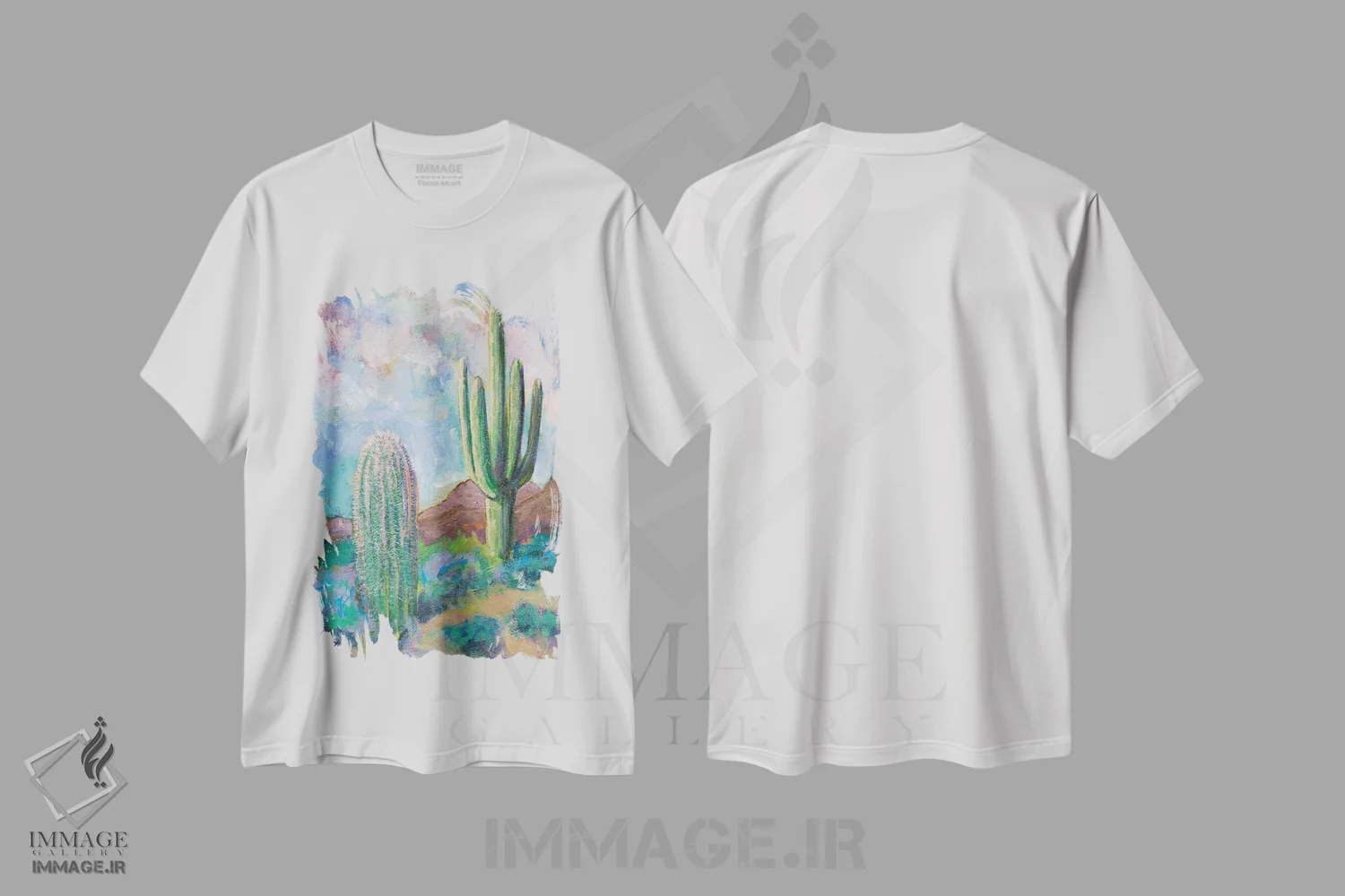 تیشرت سفید طرح دار روح کاکتوس، هنر فاخر معاصر اثر لیزا باترز | فروشگاه ایماژ