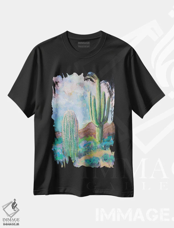 تیشرت مشکی طرح دار روح کاکتوس، هنر فاخر معاصر اثر لیزا باترز | immage.ir