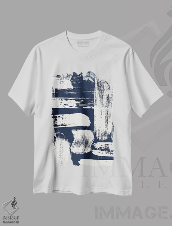 تیشرت سفید طرح دار خطوط ملکه درام II، آبستره اثر لولا بیژو و کمپانی | فروشگاه ایماژ