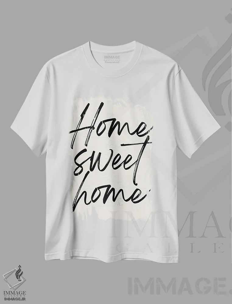 تیشرت سفید طرح دار خانه شیرین خانه، هنر تزئینی سیاه و سفید اثر لولا بیژو و کمپانی | immage.ir