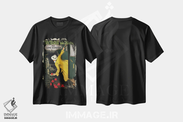 تیشرت مشکی طرح دار ویکتوریا آردوینو، ۱۹۲۲، تایپوگرافی اثر لئونتو کاپیلو | فروشگاه ایماژ